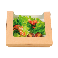 Boîte salade carton kraft brun à fenêtre    H40mm