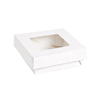 Boîte "Kray" carrée carton blanc avec couvercle à fenêtre 350ml   H50mm