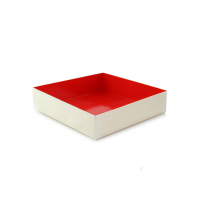 Boîte bois intérieur rouge "Samouraï" 16 x 16 x 3,6 cm