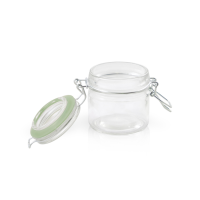 Mini glass jar with light green silicone seal