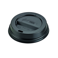 Black PS plastic coffee cup lid with hole  80mm  H20mm