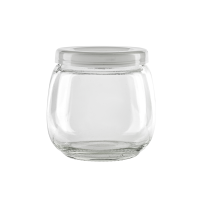 Bolvormige glazen pot met plastic dop