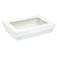 Rechthoekige witte "Kray" doos met bedekt venster PLA 1500ml   H50mm