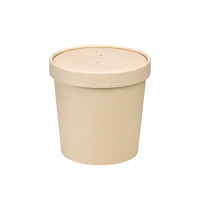 Pot carton fibre de bambou chaud et froid avec couvercle 490ml 97mm  H110mm