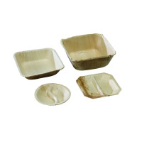 Mini palm leaf plate with 2 compartments  100x100mm H15mm
