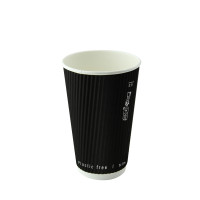"Rippley" black rippled wall coffee cup   H110mm 340ml