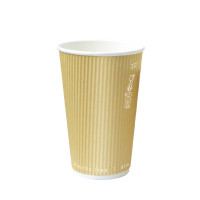 "Rippley" beige rippled wall coffee cup   H110mm 350ml