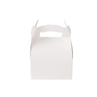 Witte kartonnen gebaksdoos met handvat 110x110mm H153mm