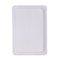 White rectangular cardboard plate