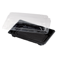 "Suky" black PET sushi tray with clear lid  170x120mm H40mm