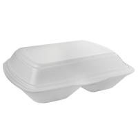 White EPS 2-compartments clamshell  210x245mm H72mm