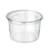 Round transparent PET Deli container with flat lid   H107mm 700ml