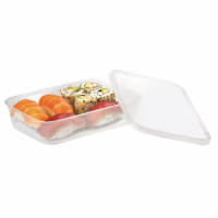 Clear rectangular PP plastic box with lid 500ml 176x121mm H38mm
