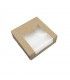 Kraft brown pastry box with PLA window hinged lid 100x100mm H40mm