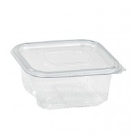 Rectangular clear PET box with hinged lid 130x120mm H55mm 500ml
