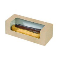 Boite carton à fenêtre PLA pour éclair ou macaron  150x60mm H50mm