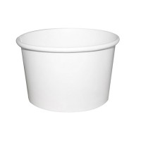 White cardboard cup with cardboard lid for hot and cold foods 230ml Ø90mm  H61mm