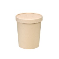 Pot carton fibre de bambou chaud et froid avec couvercle 940ml Ø117mm  H132mm