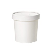 White cardboard cup with cardboard lid for hot and cold foods 350ml Ø90mm  H85mm