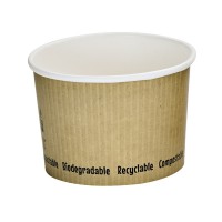 White biodegradable soup cup with "Nature" design 230ml Ø90mm  H62mm