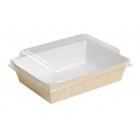Kraft and white laminated cardboard salad box  220x170mm H40mm 850ml