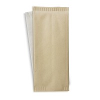 Pochette papier crème pour couverts avec serviette blanche  110x250mm