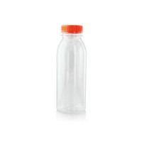 Clear round PET bottle with orange cap 250ml   H162mm