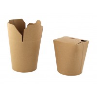 Kraft/brown round base cardboard container with slit closing 500ml 73x78mm H100mm