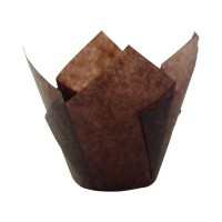 Caissette de cuisson forme tulipe en papier marron ingraissable  H80mm
