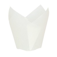 Tulip-shaped baking dish made of white silicon paper 11x11x6cm