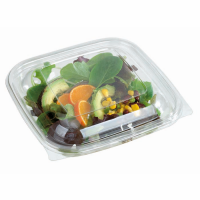 COMBO: Square transparent PET salad bowl with lid 195x195mm H70mm 1000ml