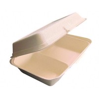 Coquille blanche pulpe 2 compartiments  243x160mm H73mm 1000ml