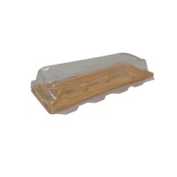 Wooden print rectangular plastic sushi tray