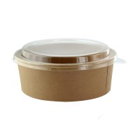 Kraft round salad bowl with PP plastic lid "Buckaty"   H65mm 1200ml