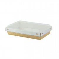 Kraft / white box with clear plastic lid 170x110mm H35mm 500ml