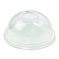Clear PET plastic dome lid with straw slot   H45mm