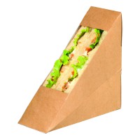 Kraft cardboard simple sandwich wedge with PLA window     H120mm