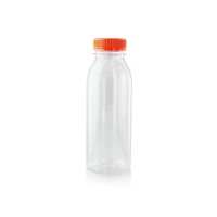 Clear round PET bottle with orange cap  61 H161mm 330ml