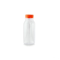 Clear round PET bottle with orange cap  56 H150mm 250ml