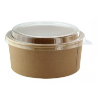 Combo "Buckaty" round kraft cardboard salad bowl and PET lid   H68mm 750ml